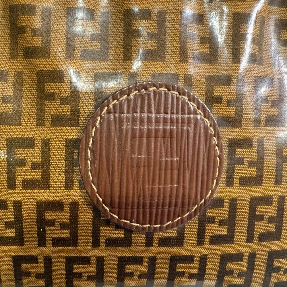 Vintage Fendi Zucca FF Monogram Dome Cosmetic Pouch Beauty Case Brown Italy Y2K